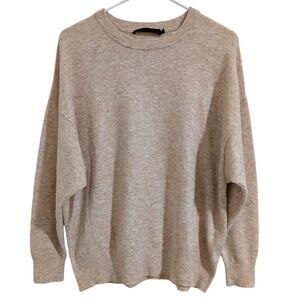 Jenni Kayne Oversized Crewneck Tunic Sweater XS Style#530-7395-B21 -Tan/Cream